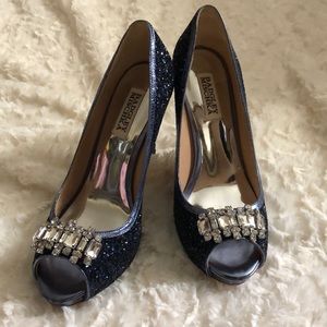 Badgley Mischka Blue Sequin Heels